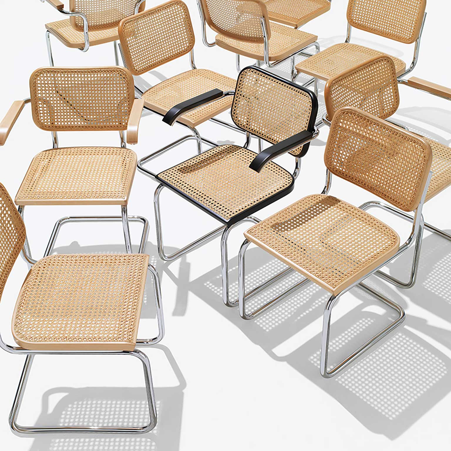 Knoll（ノル）チェスカチェア アームレス 籐張り ブラックビーチ