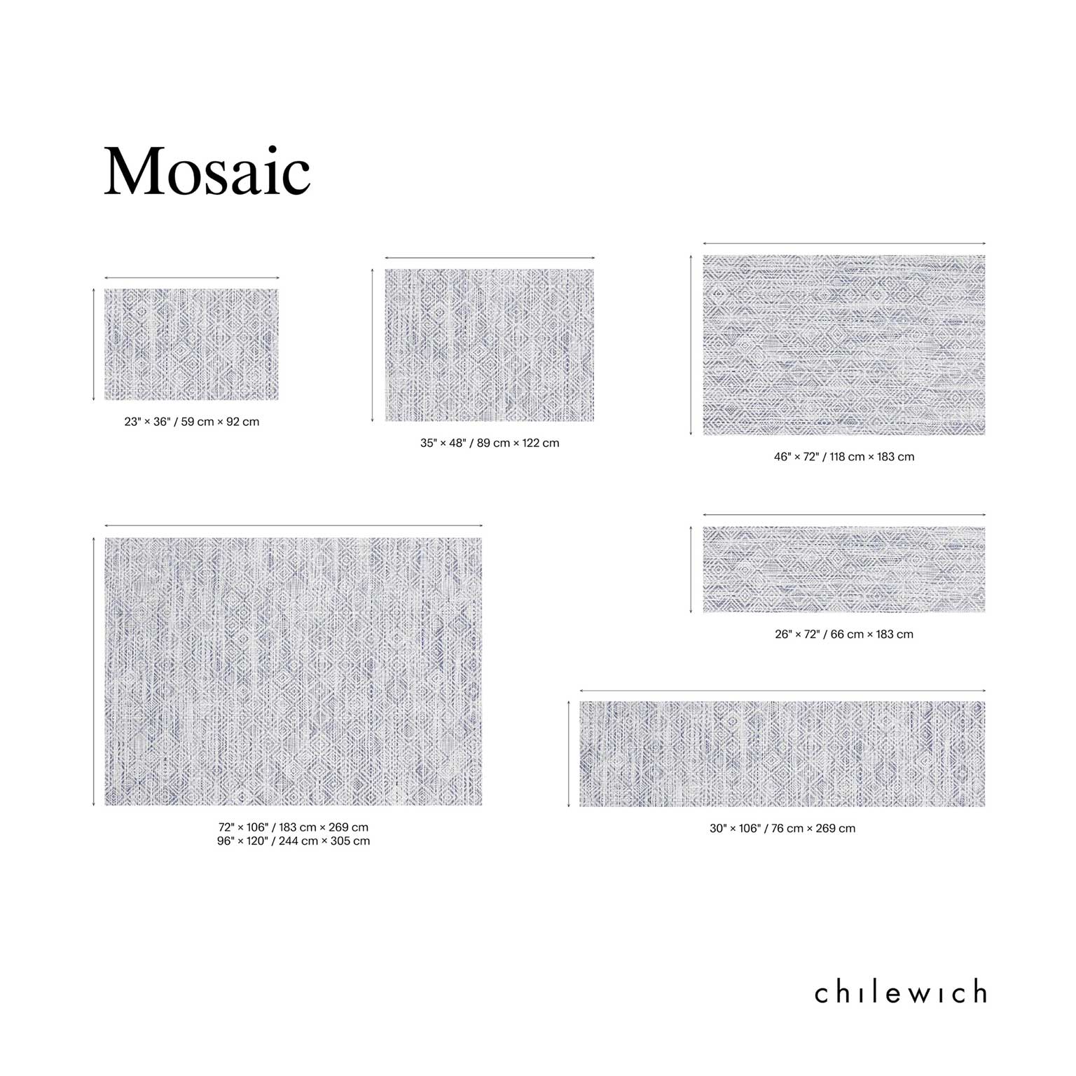 chilewich（チルウィッチ）Mosaic フロアマット Blue 118×183［取寄せ