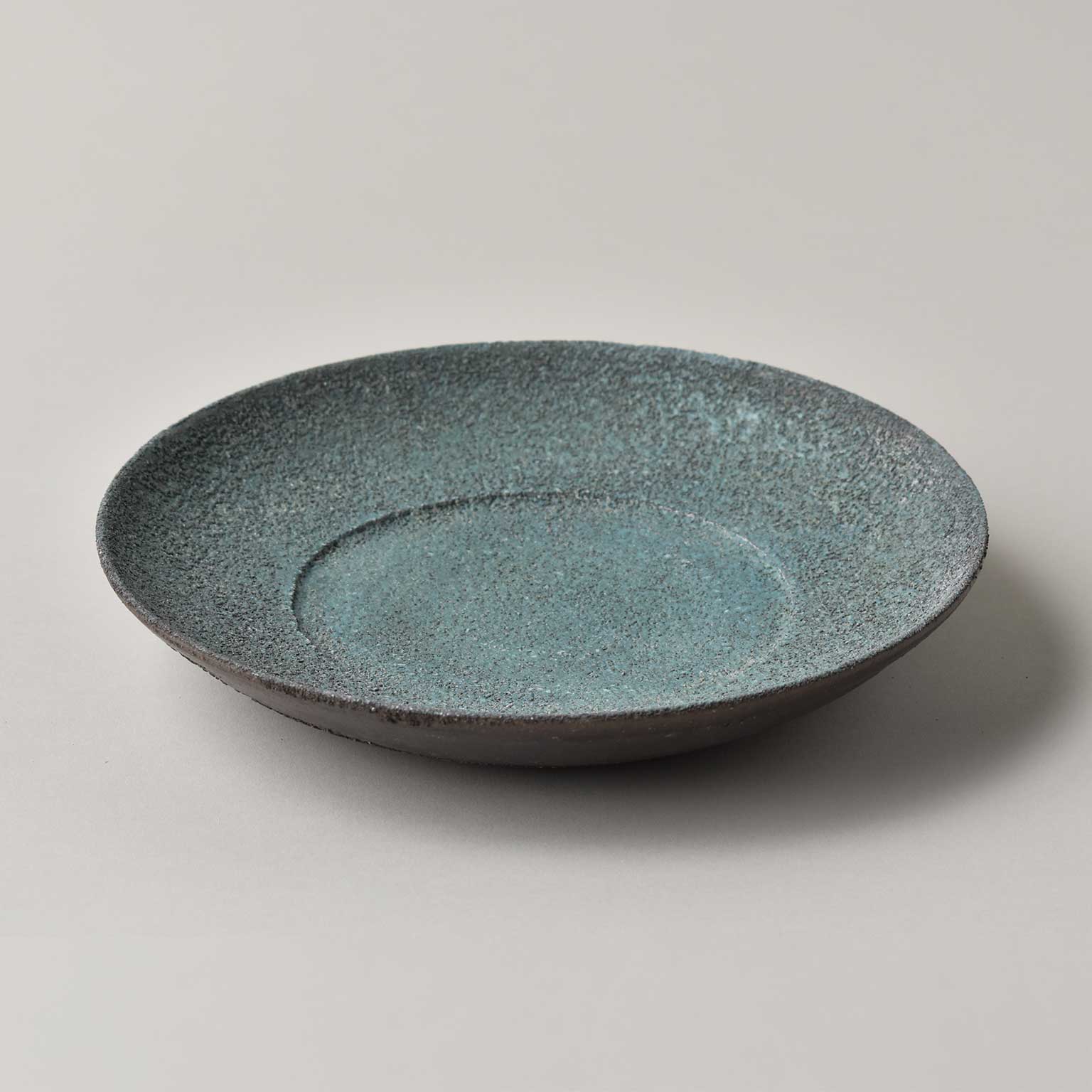 野口悦士（ノグチエツジ）灰白黒 6寸リム平皿［販売期間：9/19