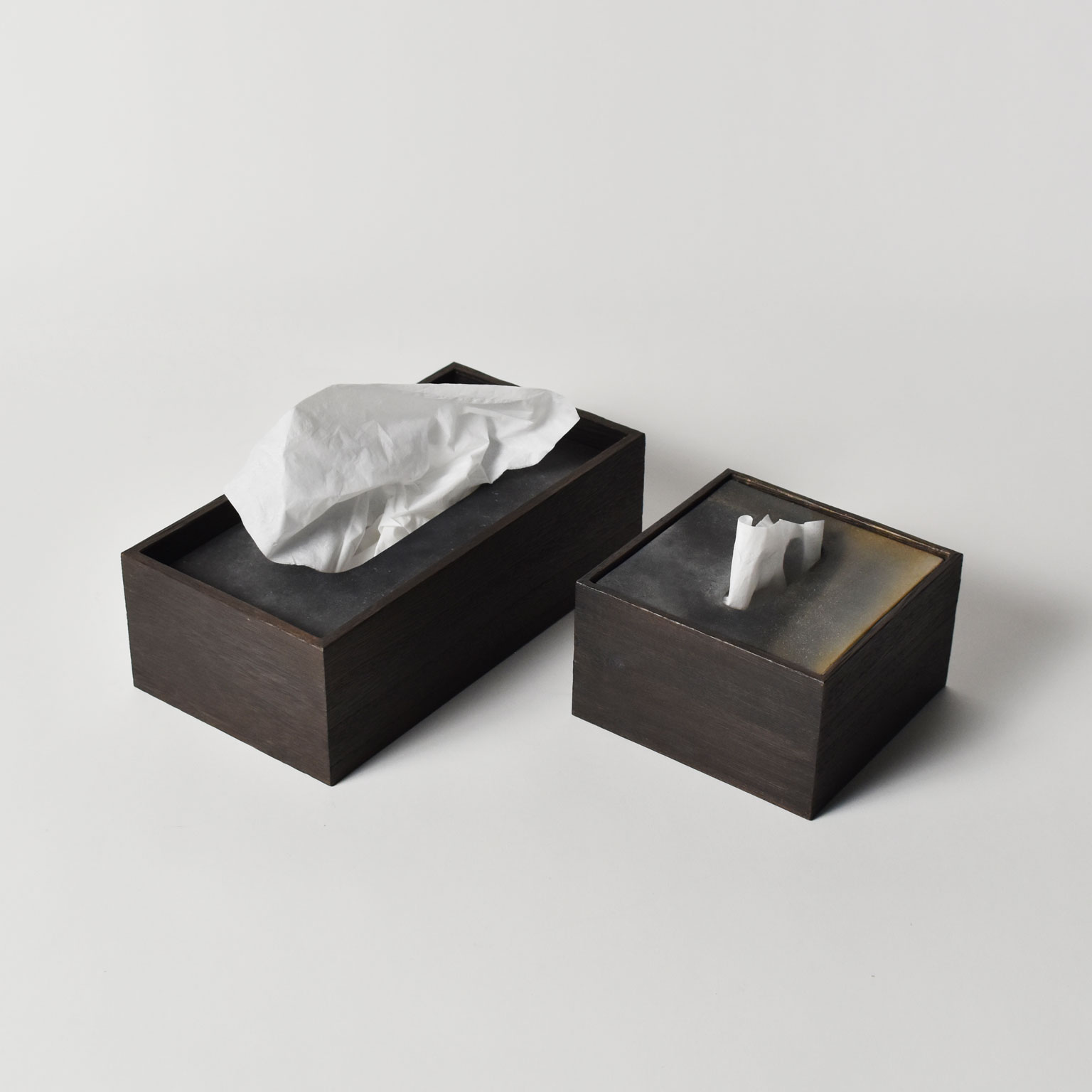 Studio GALA（スタジオガラ）桐ティッシュケース陶器ハーフ ブラック