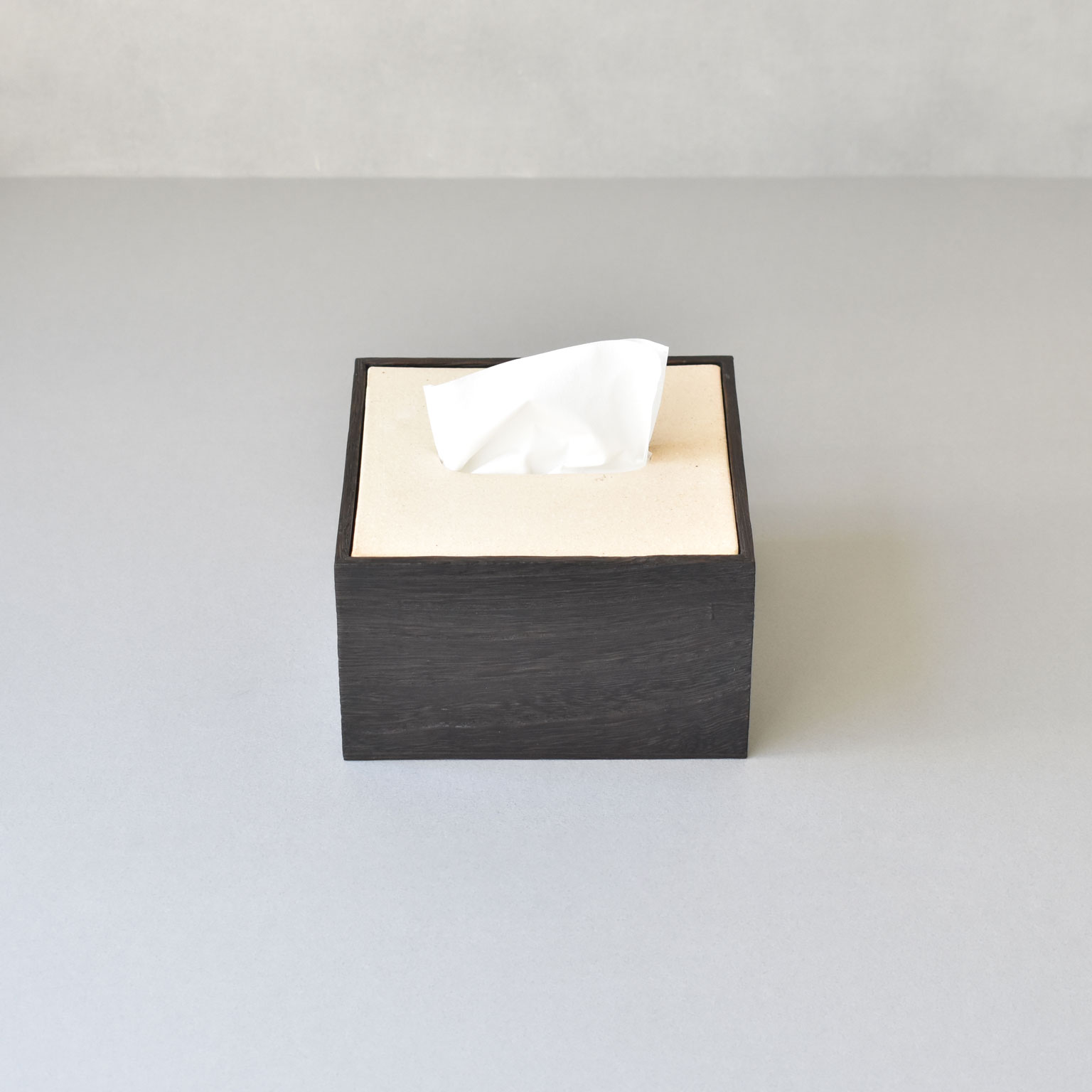 Studio GALA（スタジオガラ）桐ティッシュケース陶器ハーフ ホワイト