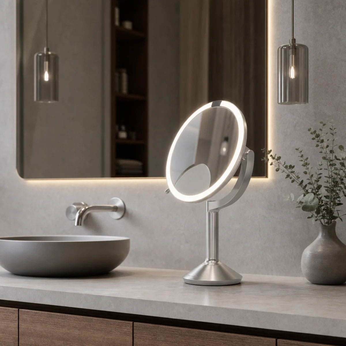 simplehuman ミラー　センサーミラートリオ ステンレス simple human（シンプルヒューマン）センサーミラートリオ つや消し