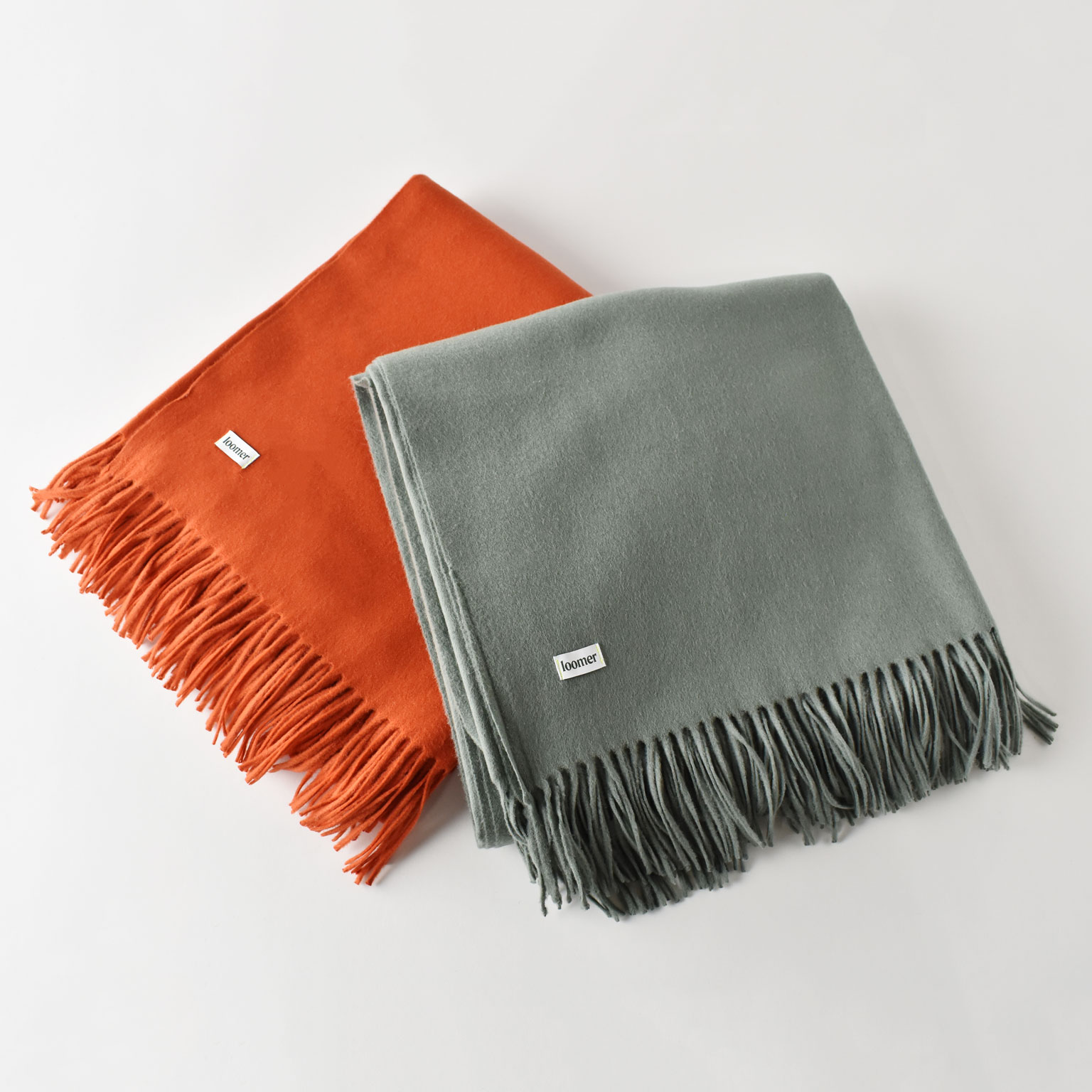 loomer（ルーマー）Wool Plain Blanket 140x215 オレンジ | LIVING