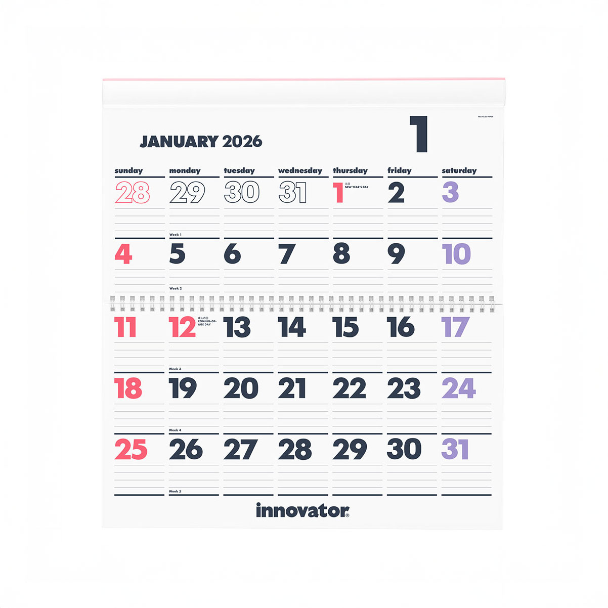 Innovator（イノベーター）壁掛けカレンダー 2026 L | LIVING MOTIF