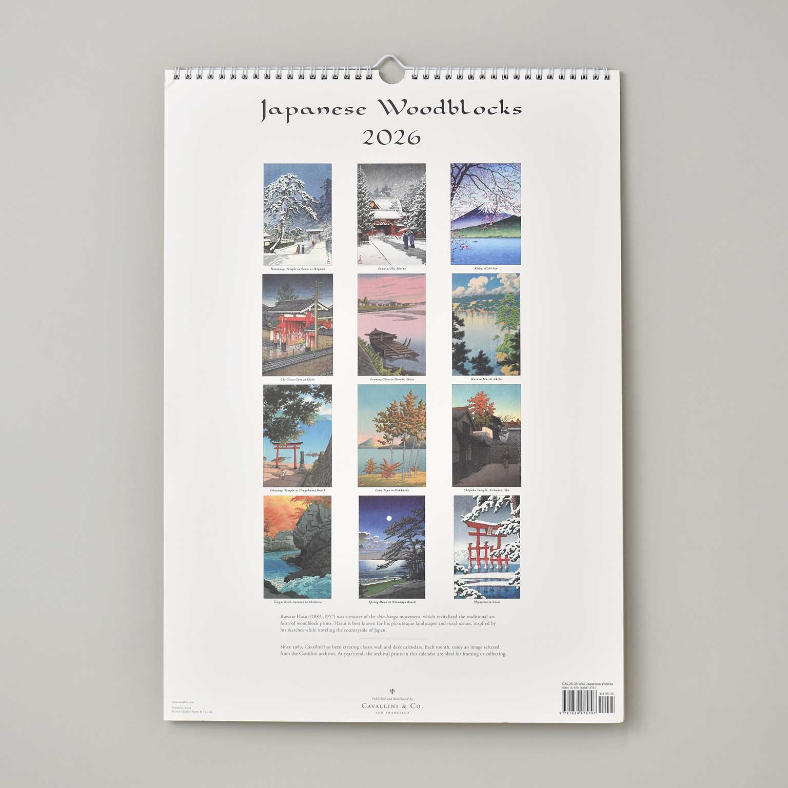 CAVALLINI（カヴァリーニ）Wallカレンダー 2026 Japanese Woodblocks