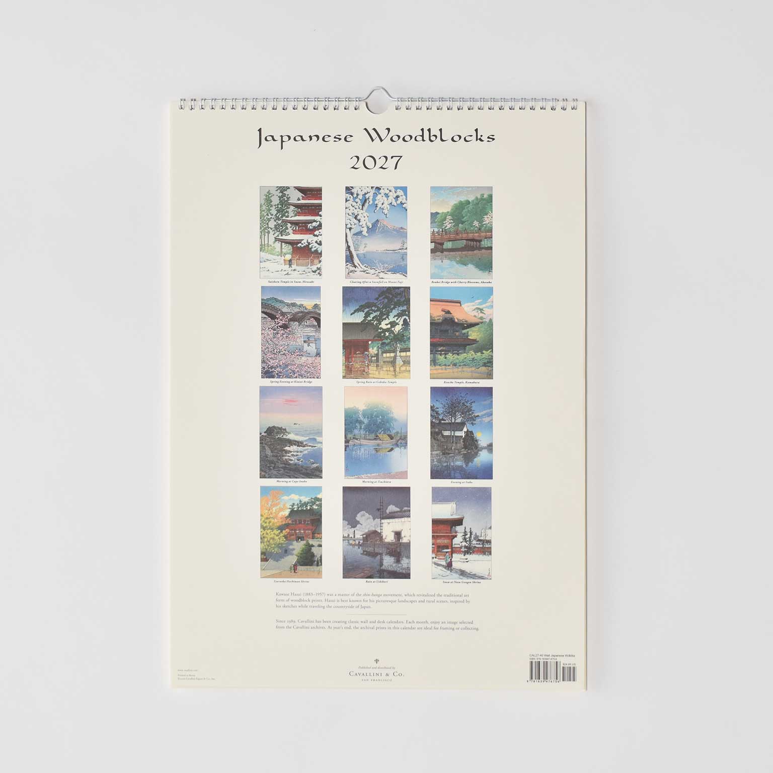 CAVALLINI（カヴァリーニ）Wallカレンダー 2027 Japanese Woodblocks
